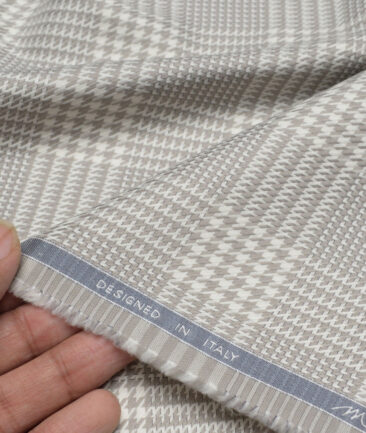 Tessitura Monti  Giza Cotton Self Design Shirting Fabric (White & Grey)