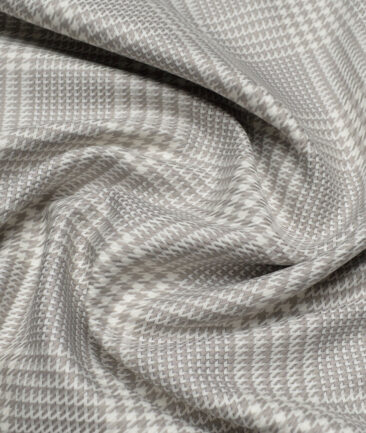 Tessitura Monti  Giza Cotton Self Design Shirting Fabric (White & Grey)