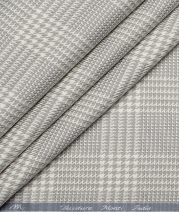Tessitura Monti  Giza Cotton Self Design Shirting Fabric (White & Grey)