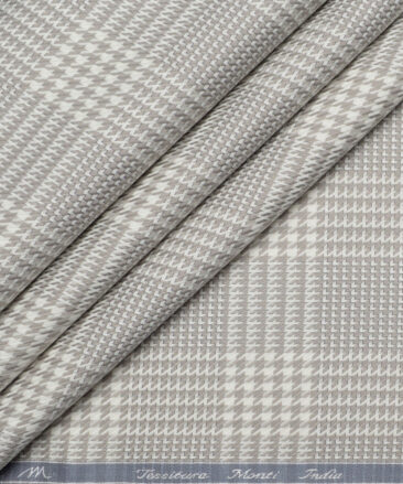 Tessitura Monti  Giza Cotton Self Design Shirting Fabric (White & Grey)