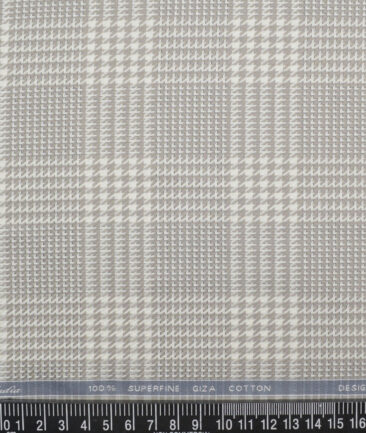 Tessitura Monti  Giza Cotton Self Design Shirting Fabric (White & Grey)