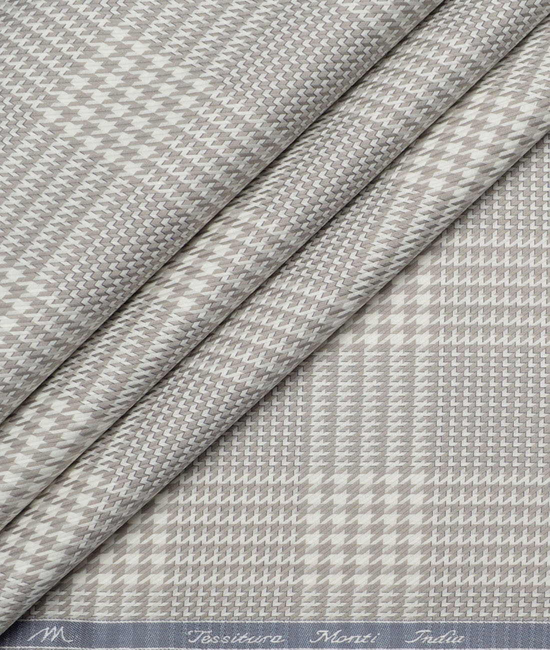 Tessitura Monti Giza Cotton Self Design Shirting Fabric (White & Grey) Tessitura Monti Giza Cotton Self Design Shirting Fabric (White & Grey)
