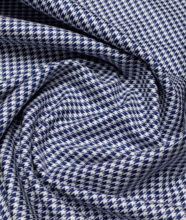Tessitura Monti  Giza Cotton Self Design Shirting Fabric (White & Royal Blue)