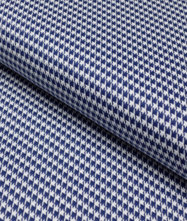 Tessitura Monti  Giza Cotton Self Design Shirting Fabric (White & Royal Blue)
