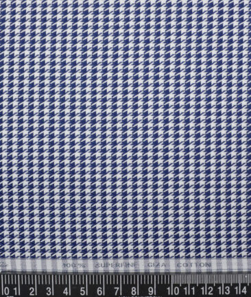 Tessitura Monti  Giza Cotton Self Design Shirting Fabric (White & Royal Blue)