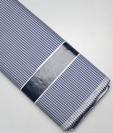 Tessitura Monti  Giza Cotton Self Design Shirting Fabric (White & Royal Blue)