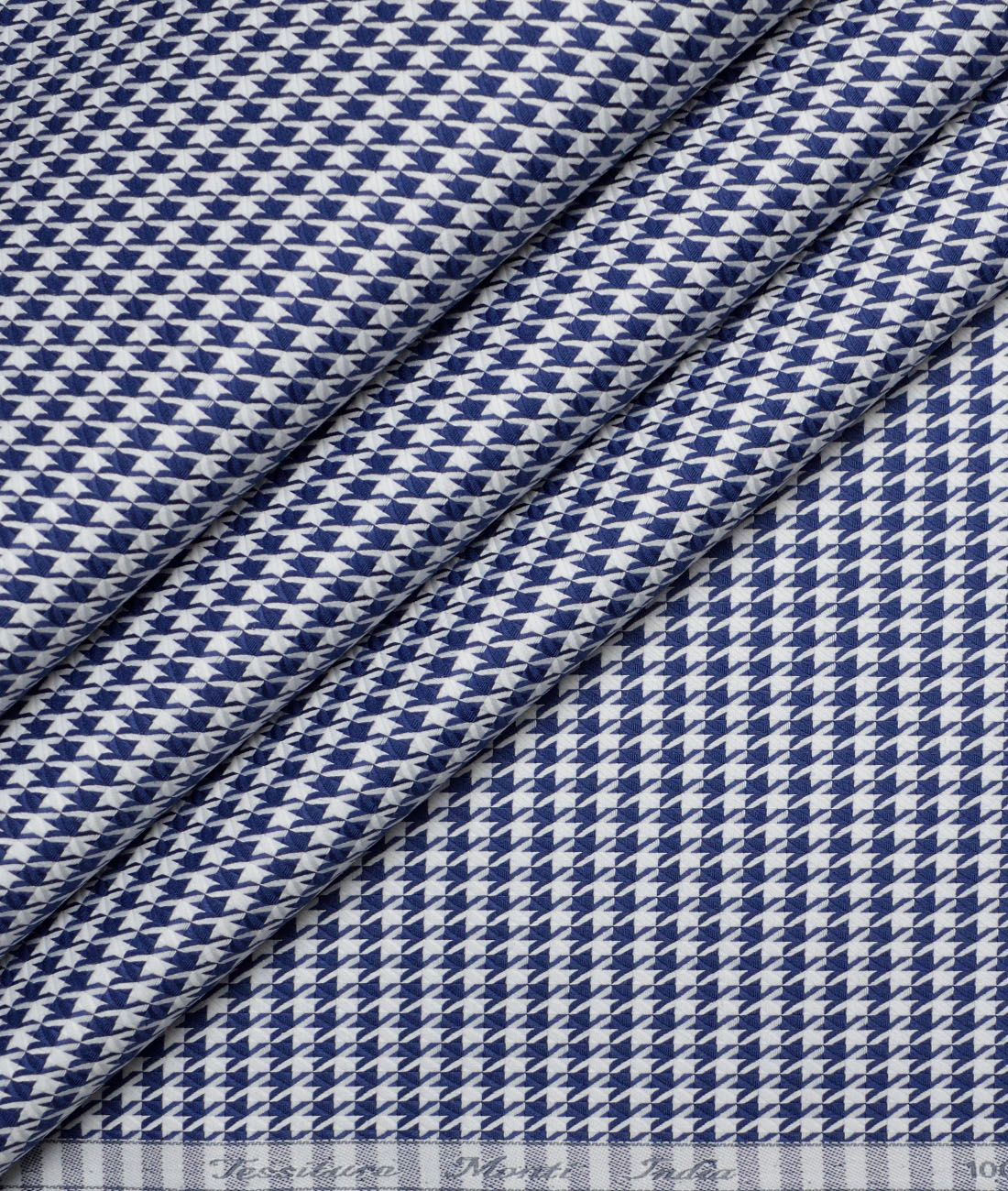 Tessitura Monti Giza Cotton Self Design Shirting Fabric (White & Royal Blue) Tessitura Monti Giza Cotton Self Design Shirting Fabric (White & Royal Blue)