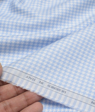 Tessitura Monti  Giza Cotton Self Design Shirting Fabric (White & Sky Blue)