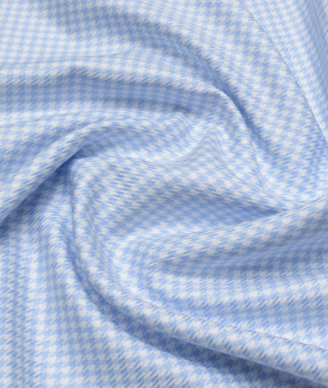 Tessitura Monti  Giza Cotton Self Design Shirting Fabric (White & Sky Blue)