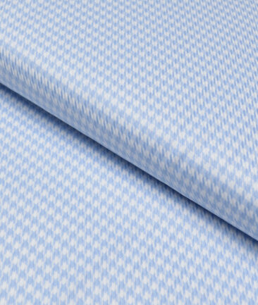 Tessitura Monti  Giza Cotton Self Design Shirting Fabric (White & Sky Blue)