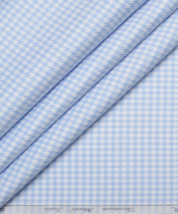 Tessitura Monti  Giza Cotton Self Design Shirting Fabric (White & Sky Blue)