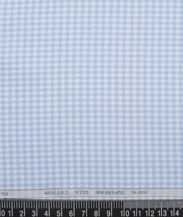 Tessitura Monti  Giza Cotton Self Design Shirting Fabric (White & Sky Blue)