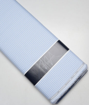 Tessitura Monti  Giza Cotton Self Design Shirting Fabric (White & Sky Blue)