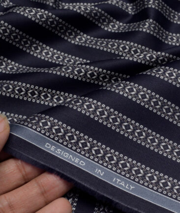 Tessitura Monti  Giza Cotton Striped Shirting Fabric (Dark Blue)