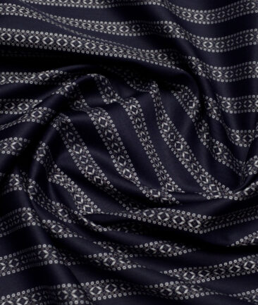 Tessitura Monti  Giza Cotton Striped Shirting Fabric (Dark Blue)