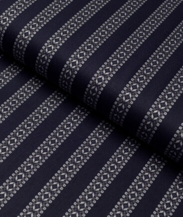 Tessitura Monti  Giza Cotton Striped Shirting Fabric (Dark Blue)