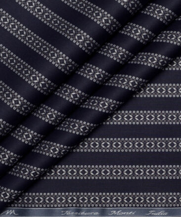 Tessitura Monti  Giza Cotton Striped Shirting Fabric (Dark Blue)