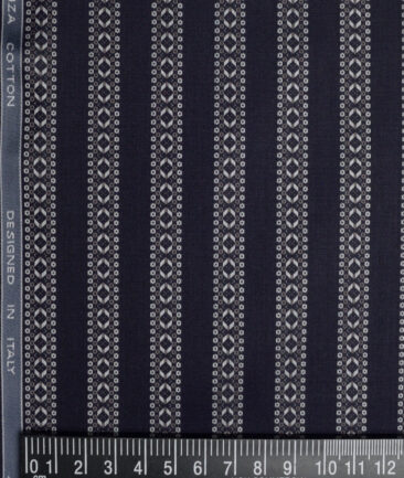 Tessitura Monti  Giza Cotton Striped Shirting Fabric (Dark Blue)