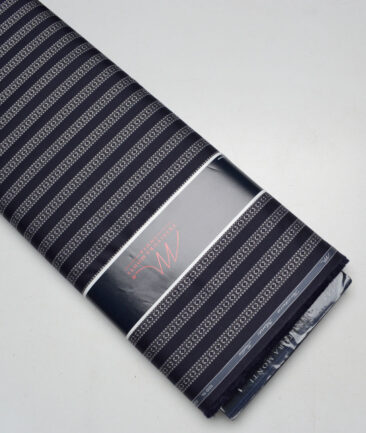 Tessitura Monti  Giza Cotton Striped Shirting Fabric (Dark Blue)