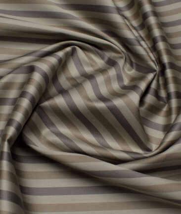 Tessitura Monti 2 Ply 70's Giza Cotton Striped Shirting Fabric (Light Brown)