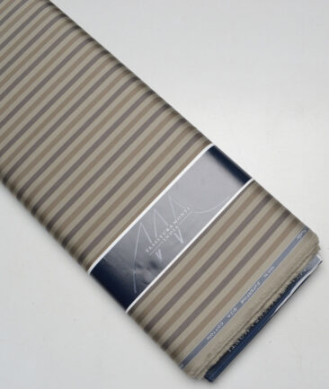 Tessitura Monti 2 Ply 70's Giza Cotton Striped Shirting Fabric (Light Brown)