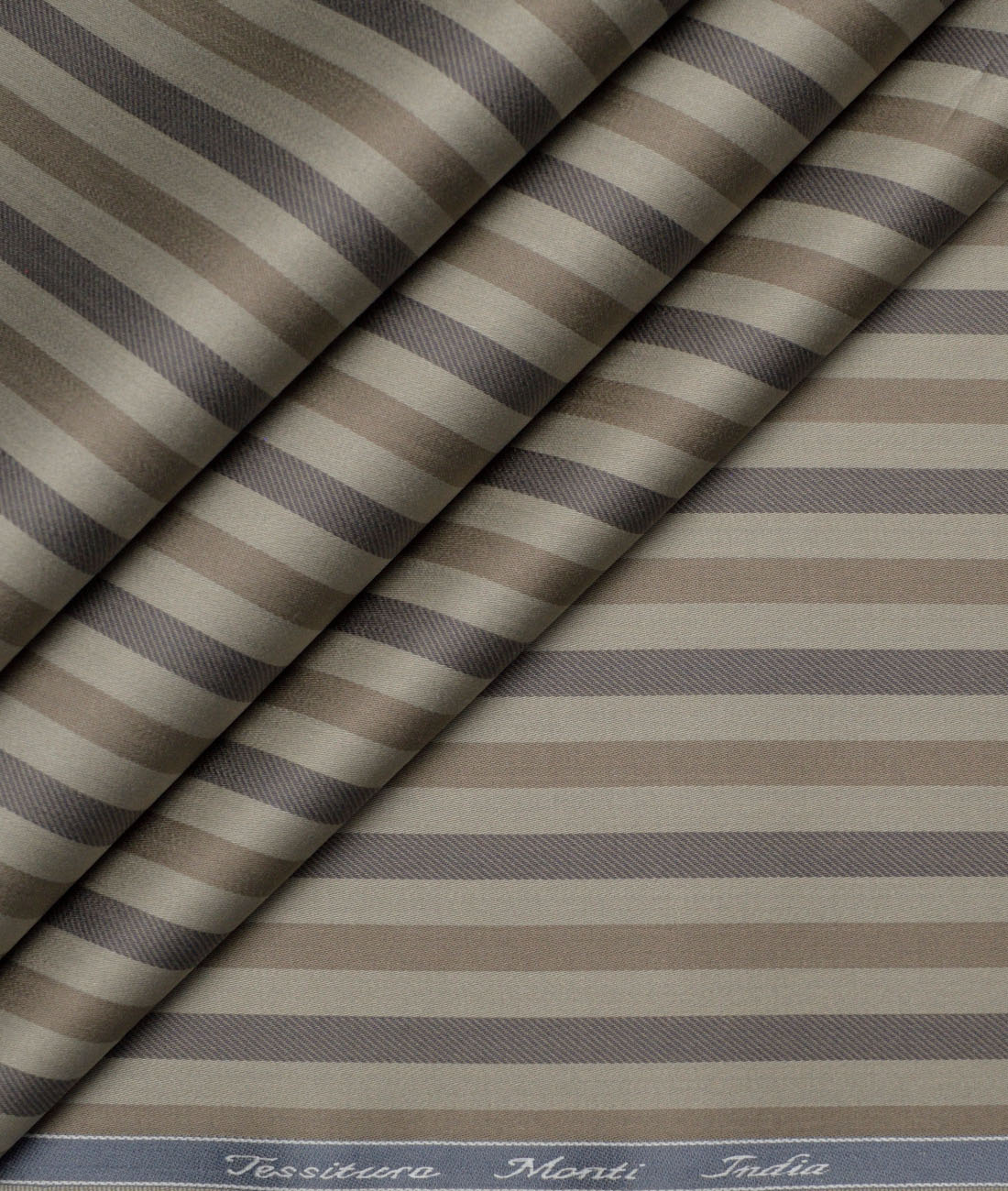 Tessitura Monti 2 Ply 70's Giza Cotton Striped Shirting Fabric (Light Brown) Tessitura Monti 2 Ply 70's Giza Cotton Striped Shirting Fabric (Light Brown)