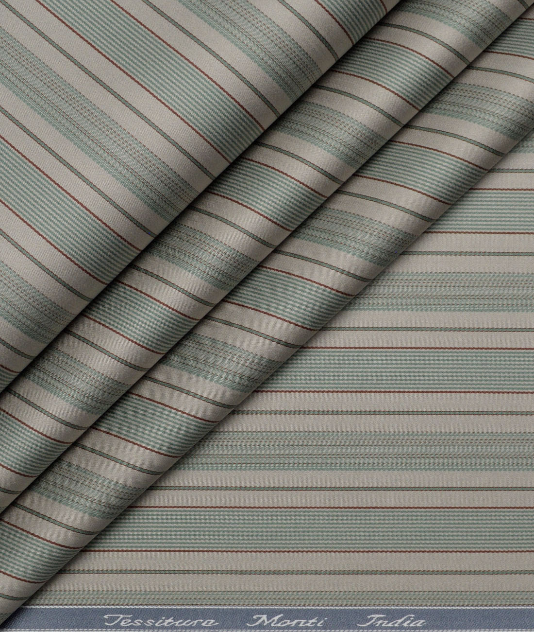 Tessitura Monti 2 Ply 70's Giza Cotton Striped Shirting Fabric (Light Brown & Green) Tessitura Monti 2 Ply 70's Giza Cotton Striped Shirting Fabric (Light Brown & Green)