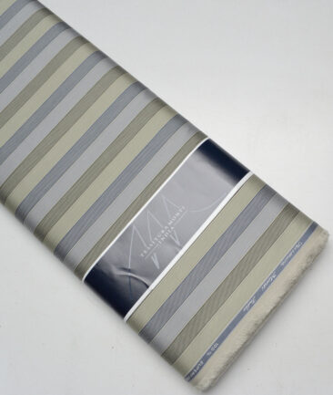 Tessitura Monti 2 Ply 70's Giza Cotton Striped Shirting Fabric (Light Brown & Grey)