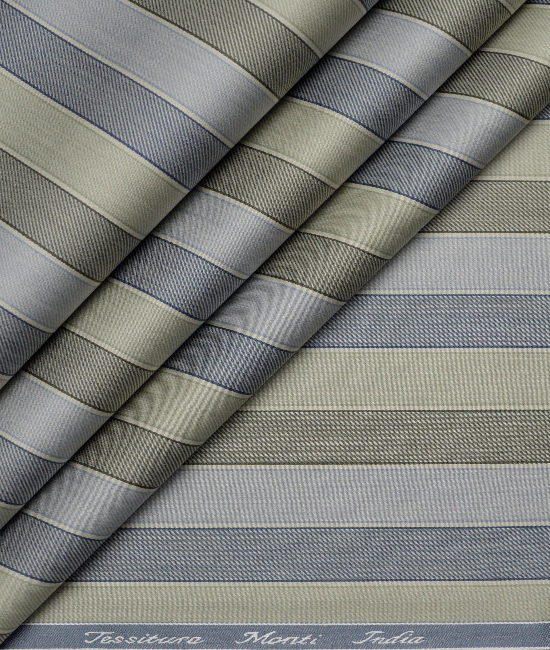 Tessitura Monti 2 Ply 70's Giza Cotton Striped Shirting Fabric (Light Brown & Grey) Tessitura Monti 2 Ply 70's Giza Cotton Striped Shirting Fabric (Light Brown & Grey)