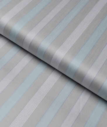 Tessitura Monti 2 Ply 70's Giza Cotton Striped Shirting Fabric (Light Grey)