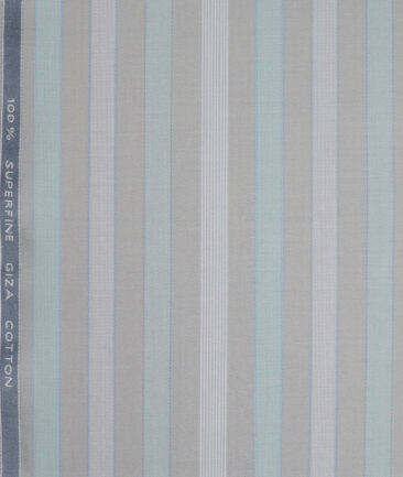 Tessitura Monti 2 Ply 70's Giza Cotton Striped Shirting Fabric (Light Grey)