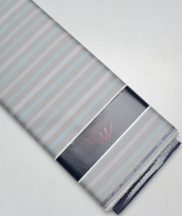Tessitura Monti 2 Ply 70's Giza Cotton Striped Shirting Fabric (Light Grey)