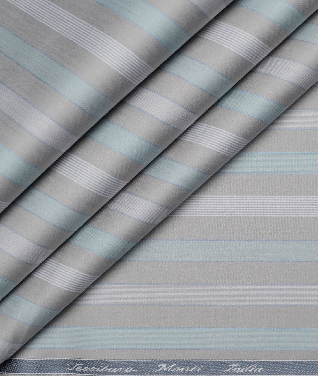 Tessitura Monti 2 Ply 70's Giza Cotton Striped Shirting Fabric (Light Grey) Tessitura Monti 2 Ply 70's Giza Cotton Striped Shirting Fabric (Light Grey)