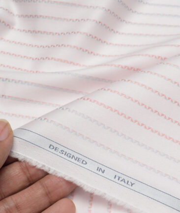 Tessitura Monti  Giza Cotton Striped Shirting Fabric (Pink)