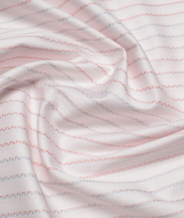 Tessitura Monti  Giza Cotton Striped Shirting Fabric (Pink)