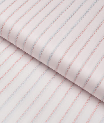 Tessitura Monti  Giza Cotton Striped Shirting Fabric (Pink)