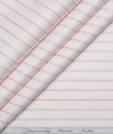 Tessitura Monti  Giza Cotton Striped Shirting Fabric (Pink)