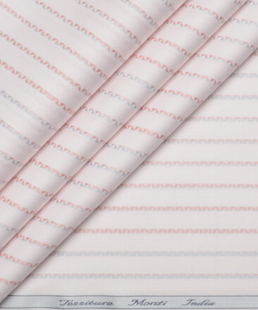 Tessitura Monti  Giza Cotton Striped Shirting Fabric (Pink)