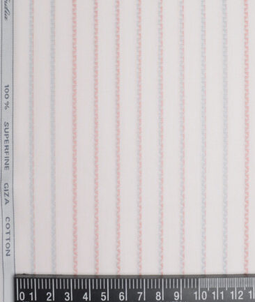 Tessitura Monti  Giza Cotton Striped Shirting Fabric (Pink)