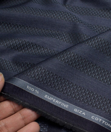 Tessitura Monti  Giza Cotton Striped Shirting Fabric (Purplish Blue)