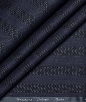 Tessitura Monti  Giza Cotton Striped Shirting Fabric (Purplish Blue)