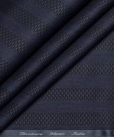 Tessitura Monti  Giza Cotton Striped Shirting Fabric (Purplish Blue)