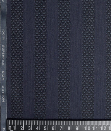 Tessitura Monti  Giza Cotton Striped Shirting Fabric (Purplish Blue)