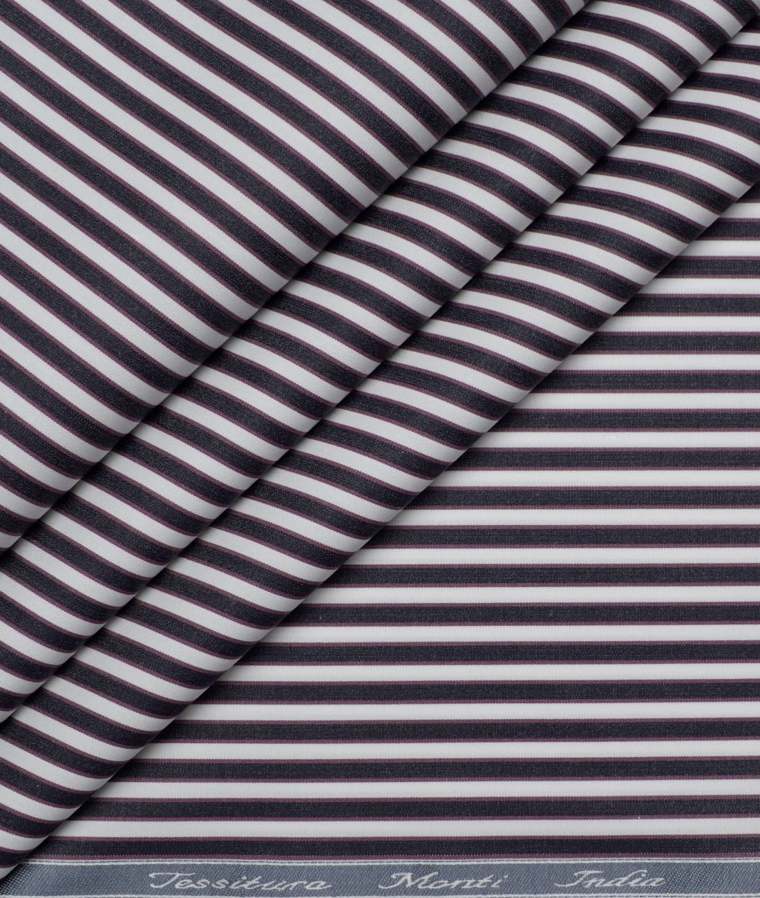Tessitura Monti 2 Ply 120's Giza Cotton Striped Shirting Fabric (White & Dark Blue) Tessitura Monti 2 Ply 120's Giza Cotton Striped Shirting Fabric (White & Dark Blue)
