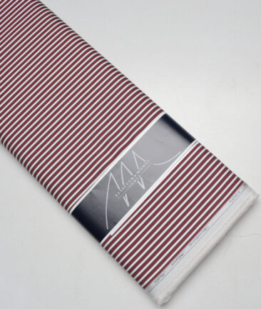 Tessitura Monti 2 Ply 120's Giza Cotton Striped Shirting Fabric (Maroon & White)