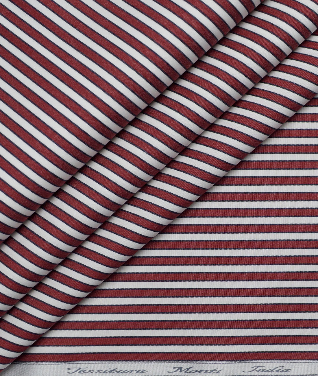 Tessitura Monti 2 Ply 120's Giza Cotton Striped Shirting Fabric (Maroon & White) Tessitura Monti 2 Ply 120's Giza Cotton Striped Shirting Fabric (Maroon & White)
