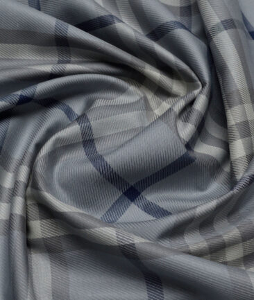 Soktas  Giza Cotton Checks Shirting Fabric (Grey)