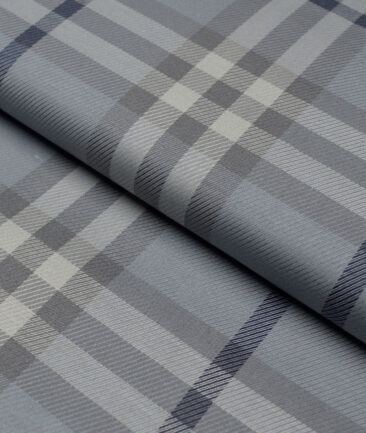 Soktas  Giza Cotton Checks Shirting Fabric (Grey)