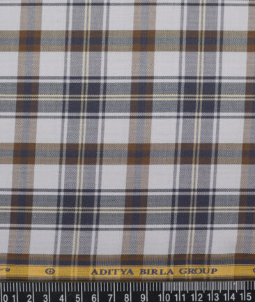 Soktas  Giza Cotton Checks Shirting Fabric (Light Grey)