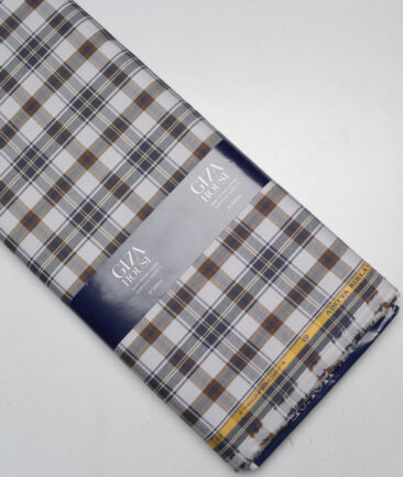 Soktas  Giza Cotton Checks Shirting Fabric (Light Grey)